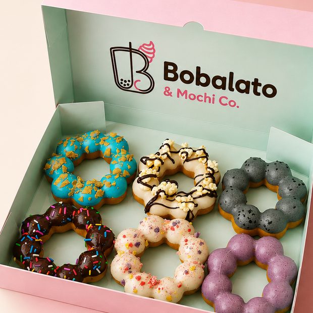 Box of premium mochi donuts